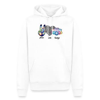 Joueur de bingo Peace Love Bingo - Sweat à capuche Premium bio Homme - blanc - Devant - Nico (187cm)