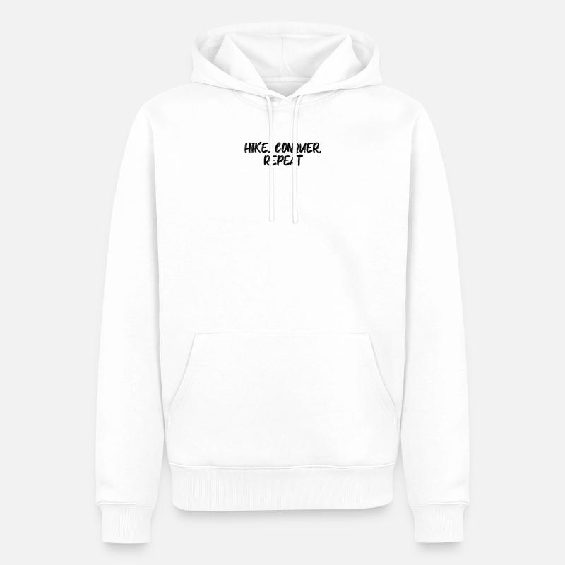 Wandern - Hike, conquer, repeat - Männer Premium Bio Hoodie - Weiß