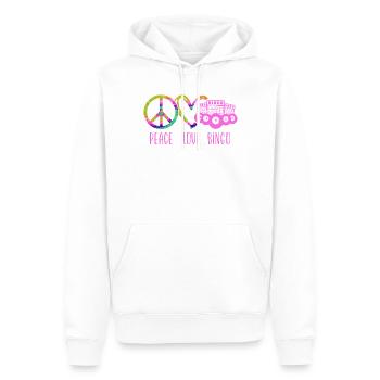 Joueur de bingo Peace Love Bingo - Sweat à capuche Premium bio Homme - blanc - Devant - Nico (187cm)