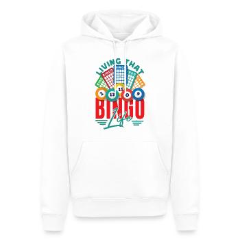 Joueur de bingo vivant ce bingo - Sweat à capuche Premium bio Homme - blanc - Devant - Nico (187cm)