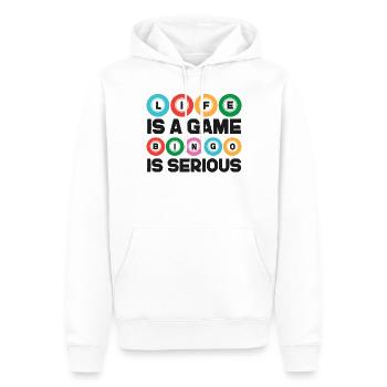La vie d’un joueur de bingo est un jeu de bingo - Sweat à capuche Premium bio Homme - blanc - Devant - Nico (187cm)