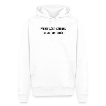 Reiten - Pferde schenken uns Freude und Glück - Männer Premium Bio Hoodie - Weiß - Vorne - Nico (187cm)
