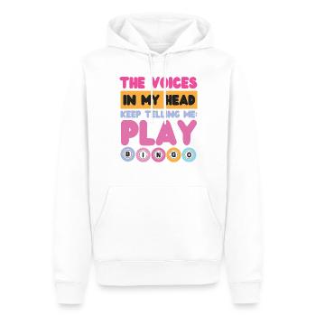 Joueur de bingo Les voix dans ma tête - Sweat à capuche Premium bio Homme - blanc - Devant - Nico (187cm)