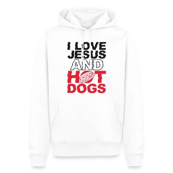 Hot Dog Adulte Jésus Foi - Sweat à capuche Premium bio Homme - blanc - Devant - Nico (187cm)
