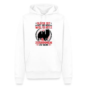 Bei meinem Wolfsspitz sein Keeshond - Männer Premium Bio Hoodie - Weiß - Vorne - Nico (187cm)