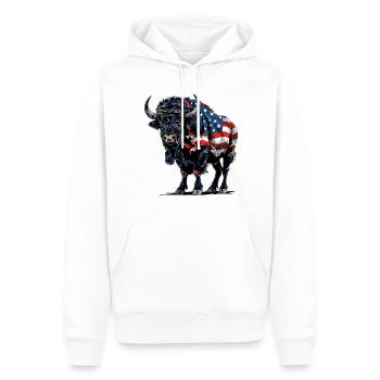 Bison Drapeau américain Buffalo 4 juillet Bison - Sweat à capuche Premium bio Homme - blanc - Devant - Nico (187cm)