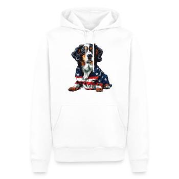 Bouvier bernois 4 juillet Drapeau américain - Sweat à capuche Premium bio Homme - blanc - Devant - Nico (187cm)