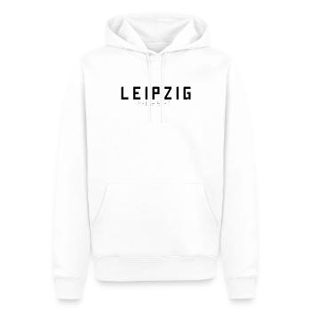 Leipzig Ma ville - Sweat à capuche Premium bio Homme - blanc - Devant - Nico (187cm)