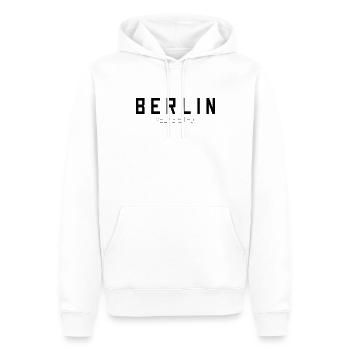 Berlin Ma ville - Sweat à capuche Premium bio Homme - blanc - Devant - Nico (187cm)