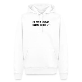 Riding - A horse gives us courage and strength - Men’s Premium Organic Hoodie - white - Front - Nico (187cm)