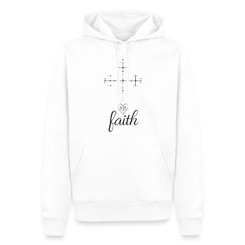 Faith Kreuz Christen Herz Christ Geschenk Religion - Männer Premium Bio Hoodie - Weiß - Vorne - Nico (187cm)