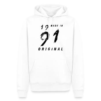 Fabriqué en 1991 Original Anniversaire Grunge En Détresse - Sweat à capuche Premium bio Homme - blanc - Devant - Nico (187cm)