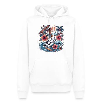 Aloha Spirit - Tropisches Hula & Surf Design - Männer Premium Bio Hoodie - Weiß - Vorne - Nico (187cm)