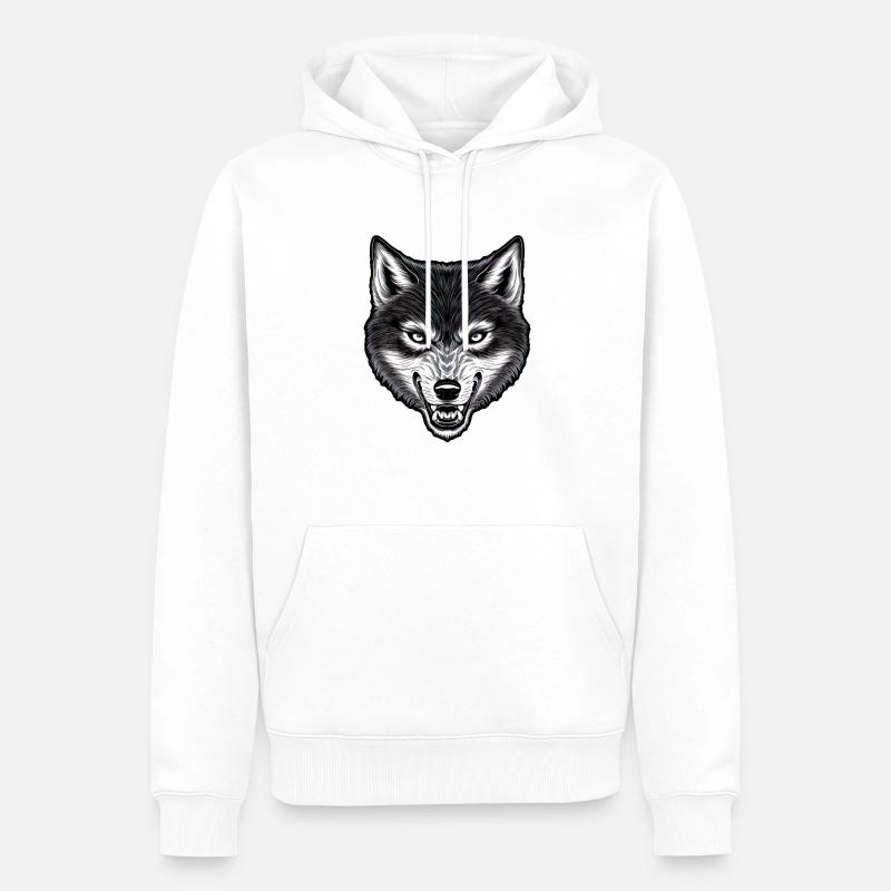 Wolf Wolfskopf - Sweat à capuche Premium bio Homme - blanc