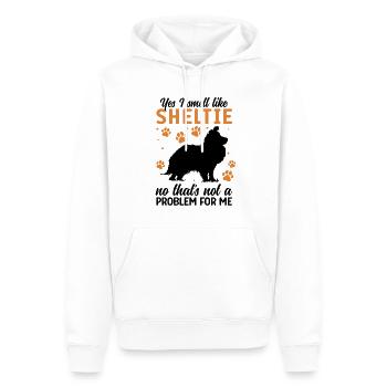 Odeur du chien de berger Shetland British Sheltie - Sweat à capuche Premium bio Homme - blanc - Devant - Nico (187cm)