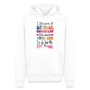 School Counselor Watercolor I - Männer Premium Bio Hoodie - Weiß - Vorne - Nico (187cm)