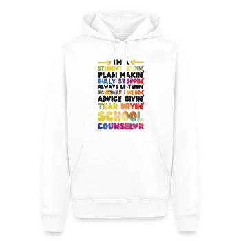 Conseillère scolaire Aquarelle Je suis A - Sweat à capuche Premium bio Homme - blanc - Devant - Nico (187cm)
