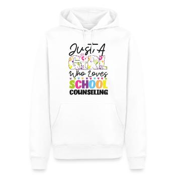 Conseillère scolaire Juste une fille qui - Sweat à capuche Premium bio Homme - blanc - Devant - Nico (187cm)