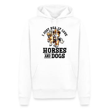 J’adore les chevaux et les chiens - Sweat à capuche Premium bio Homme - blanc - Devant - Nico (187cm)