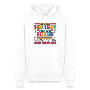Parents Écolier École primaire Première classe Inscription - Sweat à capuche Premium bio Homme - blanc - Devant - Nico (187cm)