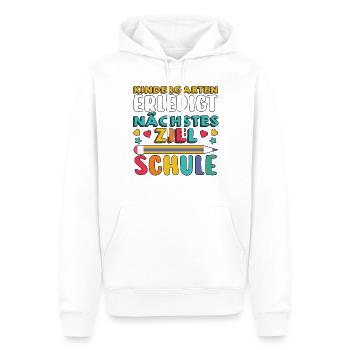 1 classe écolier rentrée scolaire Maternelle Kita E - Sweat à capuche Premium bio Homme - blanc - Devant - Nico (187cm)
