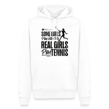 Drôle de joueur de tennis raquette fille - Sweat à capuche Premium bio Homme - blanc - Devant - Nico (187cm)