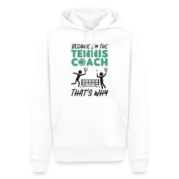 drôle joueur de tennis raquette jeu de mots voir - Sweat à capuche Premium bio Homme - blanc - Devant - Nico (187cm)
