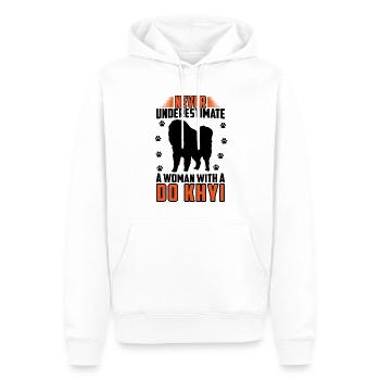 Femme avec Do, Khyi, Dogue tibétain, Dogue tibétain - Sweat à capuche Premium bio Homme - blanc - Devant - Nico (187cm)