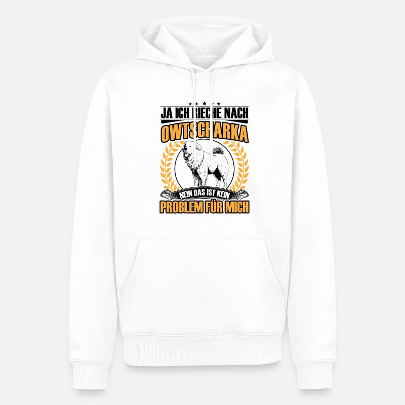 Ovcharka Odeur d’Ovcharka caucasien - Sweat à capuche Premium bio Homme - blanc