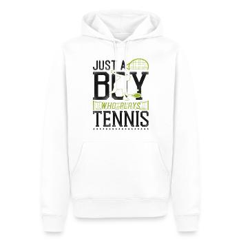 Funny Tennis Player Racket Boy - Männer Premium Bio Hoodie - Weiß - Vorne - Nico (187cm)
