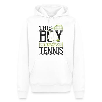 Funny Tennis Player Racket Boy - Männer Premium Bio Hoodie - Weiß - Vorne - Nico (187cm)