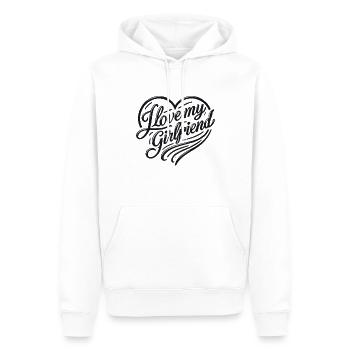 J’adore ma copine. Tout le meilleur pour l’avenir - Sweat à capuche Premium bio Homme - blanc - Devant - Nico (187cm)