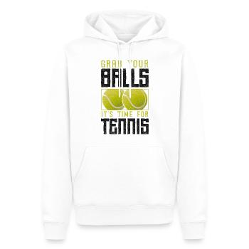 Drôle de joueur de tennis raquette jeu de mots - Sweat à capuche Premium bio Homme - blanc - Devant - Nico (187cm)