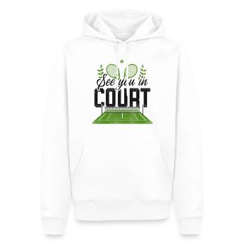drôle joueur de tennis raquette jeu de mots voir - Sweat à capuche Premium bio Homme - blanc - Devant - Nico (187cm)