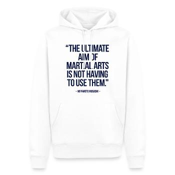 Miyamoto Musashi, das ultimative Ziel der Kampfkünste - Männer Premium Bio Hoodie - Weiß - Vorne - Nico (187cm)