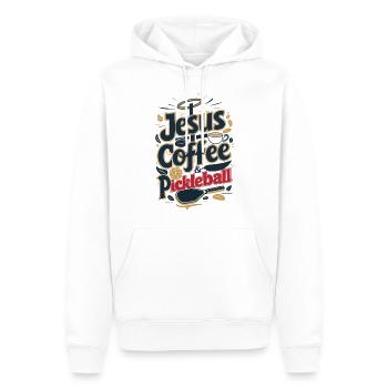 Jesus Kaffee Pickleball Christliche Enthusiast Kunst - Männer Premium Bio Hoodie - Weiß - Vorne - Nico (187cm)