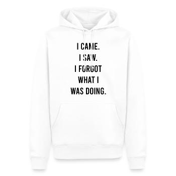 Je suis venu j’ai vu j’ai oublié Senior Humour Drôle - Sweat à capuche Premium bio Homme - blanc - Devant - Nico (187cm)