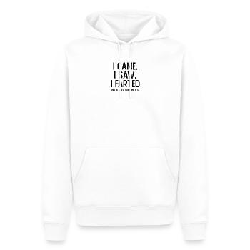 Je suis venu, j’ai vu, j’ai pété, humour, humour, sarcastique - Sweat à capuche Premium bio Homme - blanc - Devant - Nico (187cm)
