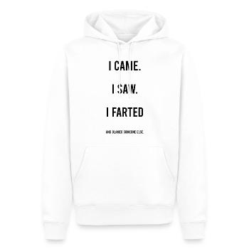 I Came I Saw I Farted Sarkastisch Sarkasmus Humor - Männer Premium Bio Hoodie - Weiß - Vorne - Nico (187cm)