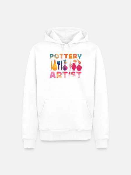 Pottery Ceramics Artist Watercolor - Männer Premium Bio Hoodie - Weiß