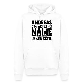 First name Andreas - Men’s Premium Organic Hoodie - white - Front - Nico (187cm)