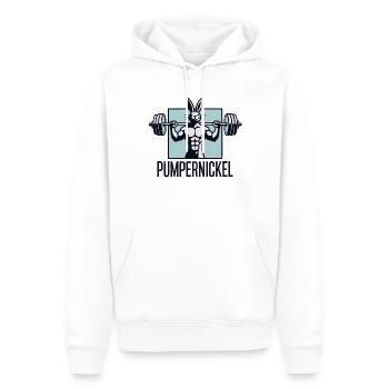 Fitnesstrainer Fitness Bodybuilder Pumpernickel - Männer Premium Bio Hoodie - Weiß - Vorne - Nico (187cm)