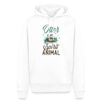 Loutre Loutre est mon animal spirituel - Sweat à capuche Premium bio Homme - blanc - Devant - Nico (187cm)