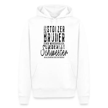 Ich bin stolzer Bruder einer tollen Schwester - Männer Premium Bio Hoodie - Weiß - Vorne - Nico (187cm)