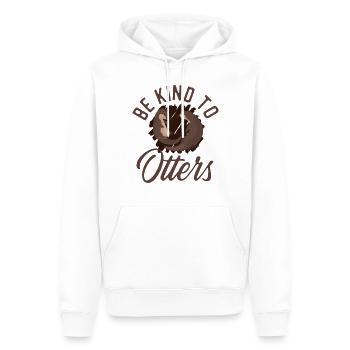 Loutre Jeu de mots Soyez gentil avec les loutres - Sweat à capuche Premium bio Homme - blanc - Devant - Nico (187cm)