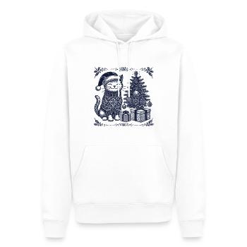 Drôle de chat Noël rétro vintage - Sweat à capuche Premium bio Homme - blanc - Devant - Nico (187cm)