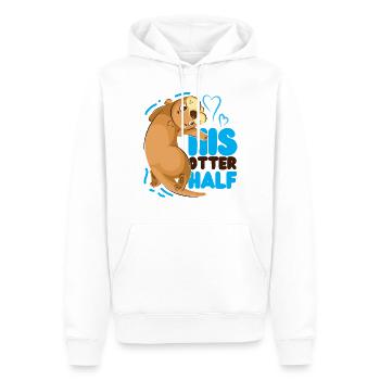 Couple Loutre Jeu de mots Saint-Valentin - Sweat à capuche Premium bio Homme - blanc - Devant - Nico (187cm)