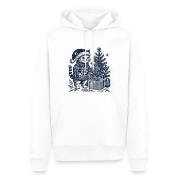 Lustige Katze Weihnachten Retro Vintage - Männer Premium Bio Hoodie - Weiß - Vorne - Nico (187cm)