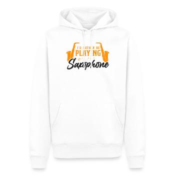 Saxophones que je préfère jouer - Sweat à capuche Premium bio Homme - blanc - Devant - Nico (187cm)