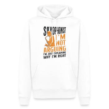 Saxophoniste Saxophoniste Je ne suis pas - Sweat à capuche Premium bio Homme - blanc - Devant - Nico (187cm)